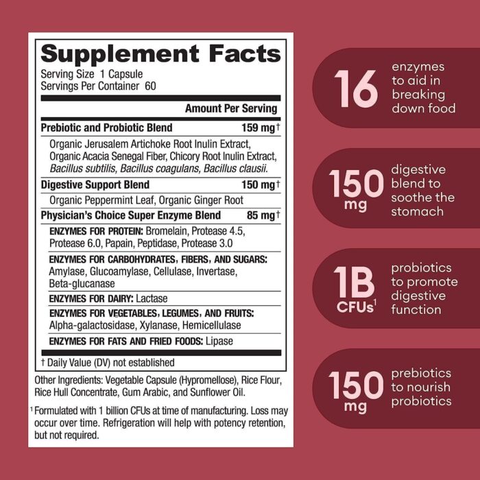 Digestive Enzyme Probiotic Capsules Two Bottles of suit -30 60 Capsules - Image 4