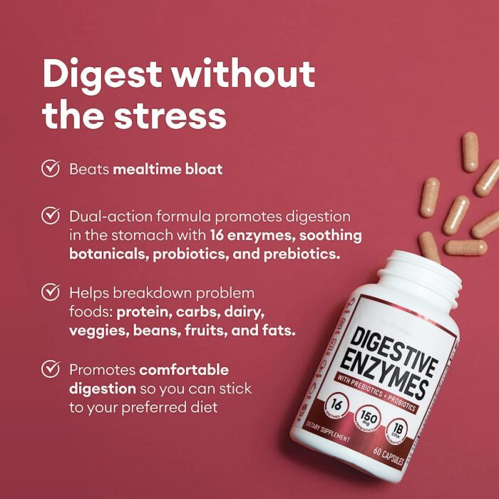 Digestive Enzyme Probiotic Capsules Two Bottles of suit -30 60 Capsules - Image 2