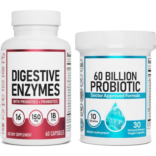 Digestive Enzyme Probiotic Capsules Two Bottles of suit -30 60 Capsules